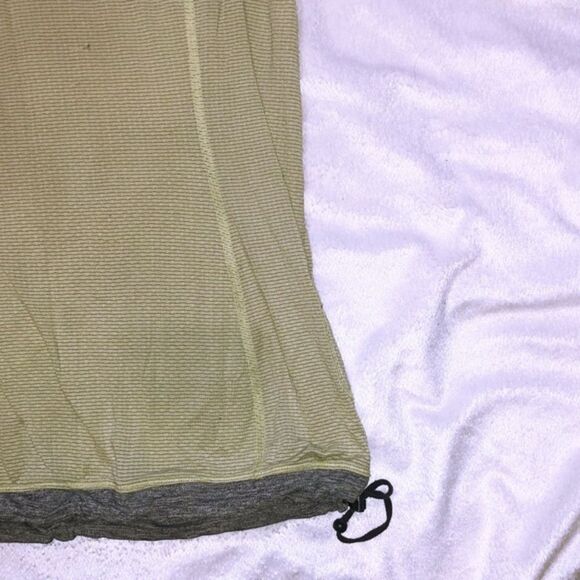 Lululemon yellow and gray striped v-neck tank top with drawstring bottom | Sz 4 - Picture 3 of 6